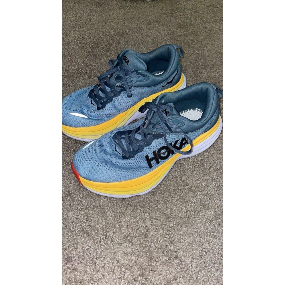 Hoka One One Bondi 8 Mens Size 8.5D Goblin Blue/Mountain Spring FLAW-READ